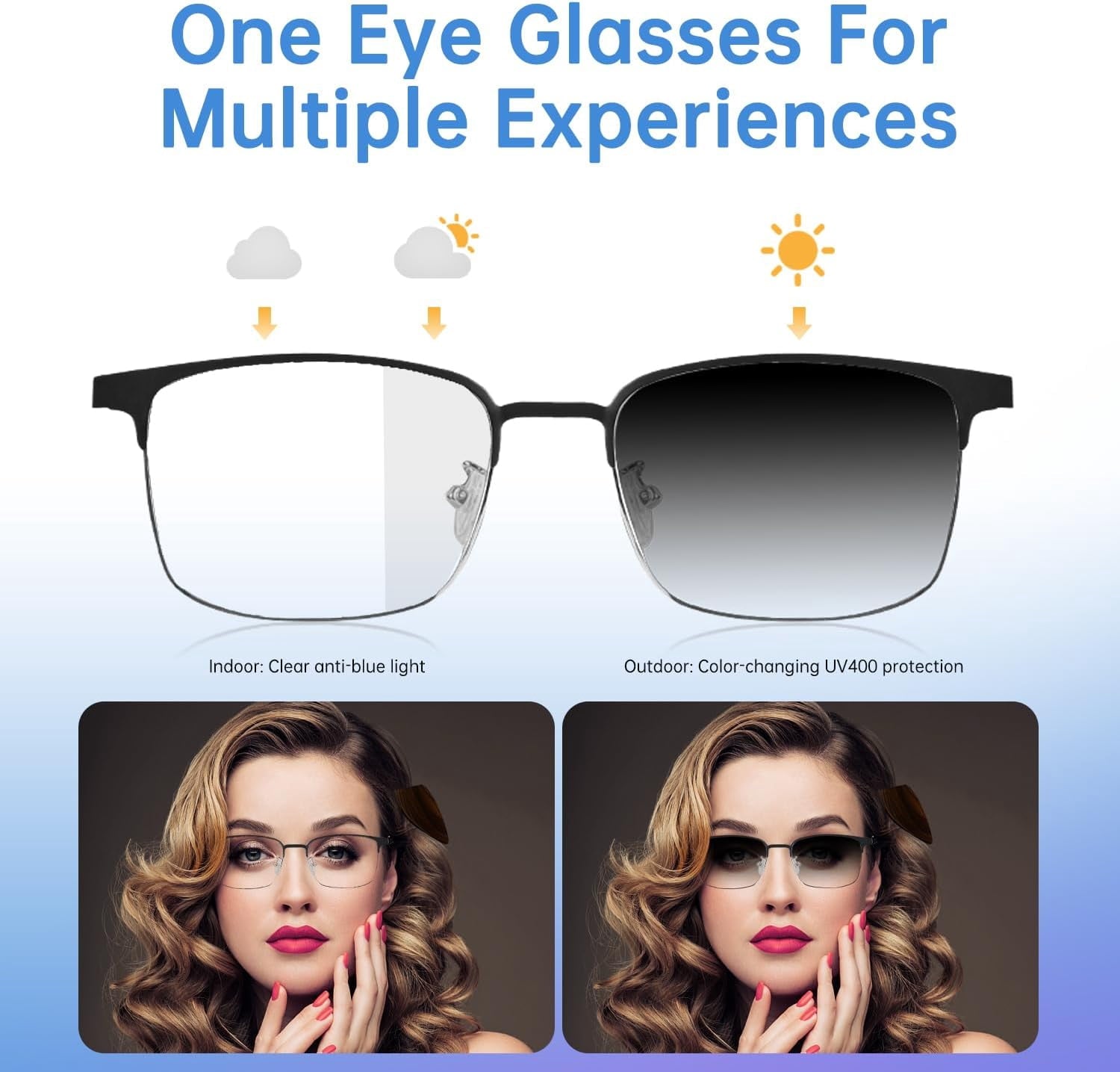 Wiher Smart Glasses with AI Translation, Bluetooth Audio Sunglasses with Photochromic Lenses, Voice Assistant, Real-Time Translation, Supports 144+ Languages, Great for Business, Travel Silver