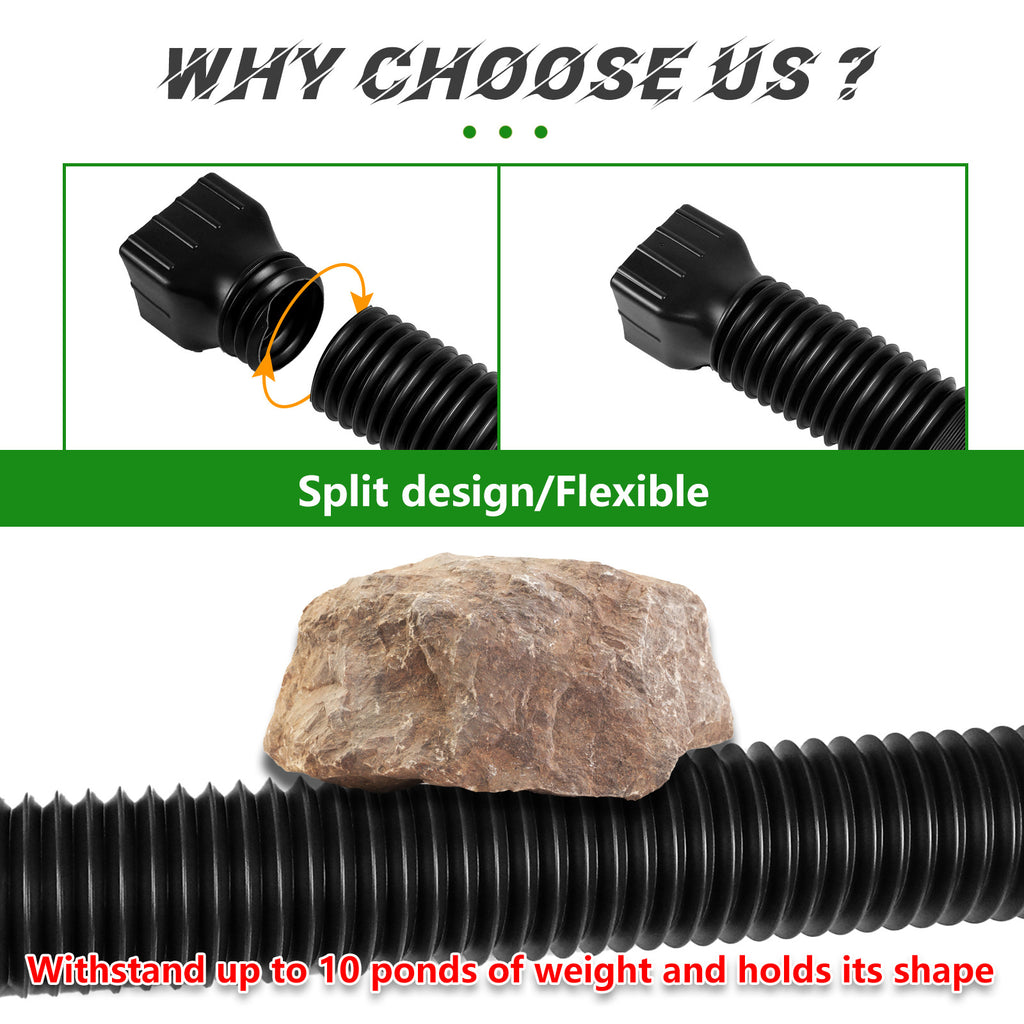 Wiher 2 Pack Flexible Rain Gutter Downspout Extensions,Drain Downspout Extender,Gutter Extension Flexible,Down Spout Drain Extension Pipes,Extendable from 21 to 60 Inches (Black)