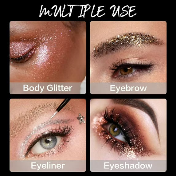 16 Color Liquid Glitter Eyeliner Sets, Waterproof Long Lasting Quick Dry Shimmer Eyeliner Eyeshadow Pencil Makeup Kit Gift for Women Girls