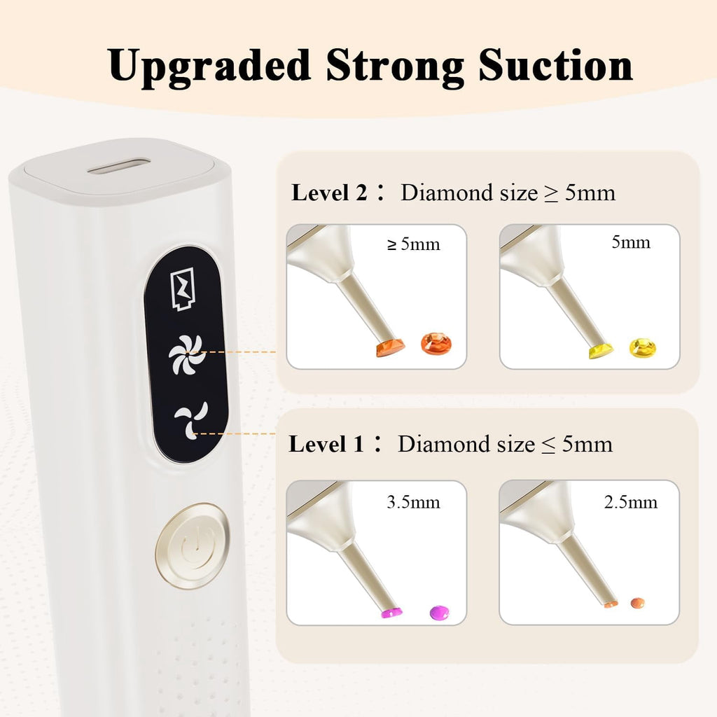 Wiher Diamond Art Pens, Vacuum Diamond Painting Pen no Wax Needed, Cordless & Quiet, Rechargeable Battery, Lightweight Design, Diamond Art Accessories for Adults, Gift for Diamond Art Fan, White