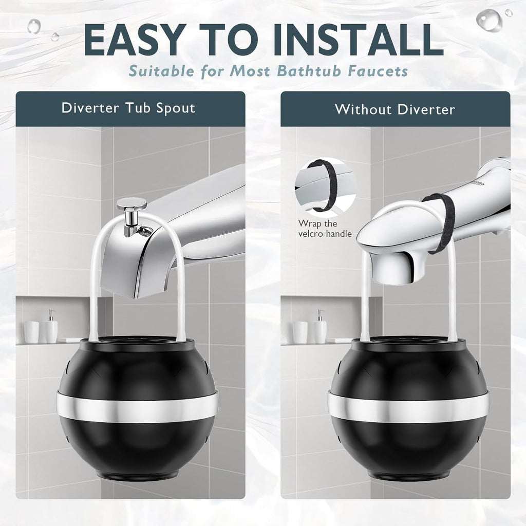 Bath Filter for Tub Shower Water Filter with Overflow Filter for Bathtub Bath Water Filter 2500 Gallons Removes Contaminants & pH Balancer Improved Skin Hair and Nail Condition