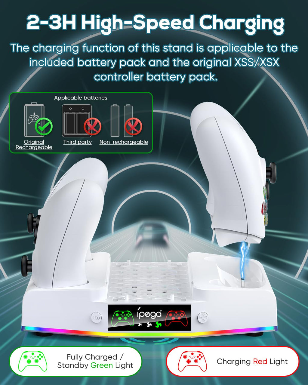 Upgraded RGB Cooling Fan Charging Station for Xbox Series S Console & Controller,Dual Charger Dock and Cooler System Stand with 15 Colorful Light Modes Accessories with 2*1400mAH Rechargeable Battery