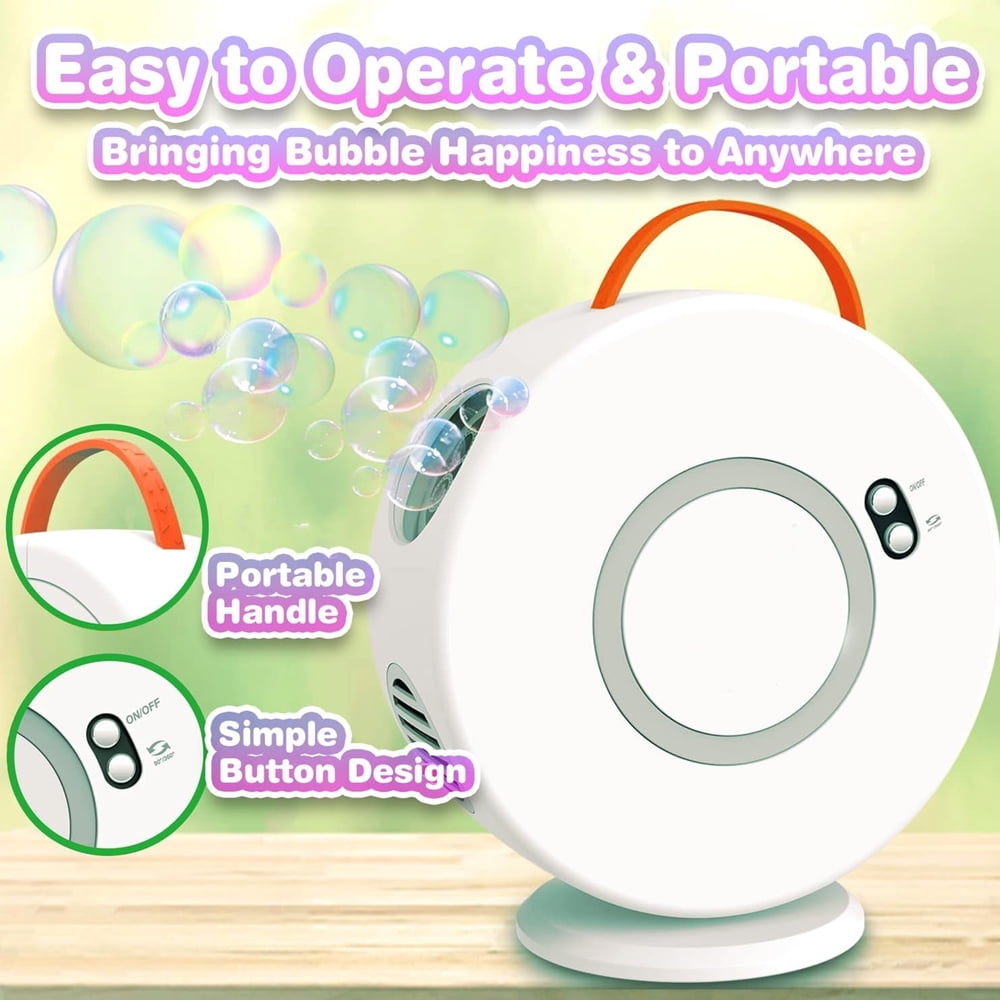 Bubble Machine for Kids Automatic Bubble Blower Rechargeable Auto Rotatable Portable Bubble Maker Electric Bubbles Toy Electric Bubbles Toy for 3 4 5 Year Old Outdoor Wedding Party Gifts