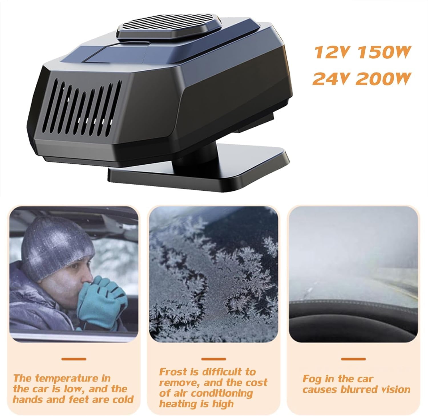 Auto Car Heater Fan Car Heater with Cooling Function 12V Car Heater Car Heater Fan Plug-in Anti-Fog Car Electric Fast Heating Cooling Fan Car Windshield Defroster for All Cars