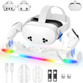Charging Dock for Oculus Quest 3S/3/2 30W Fast Magnetic Charger Station Stand for Meta Quest 3S/3 Accessories with RGB Light 2 Rechargeable 2100mAh Batteries & Covers for Headset/Controller