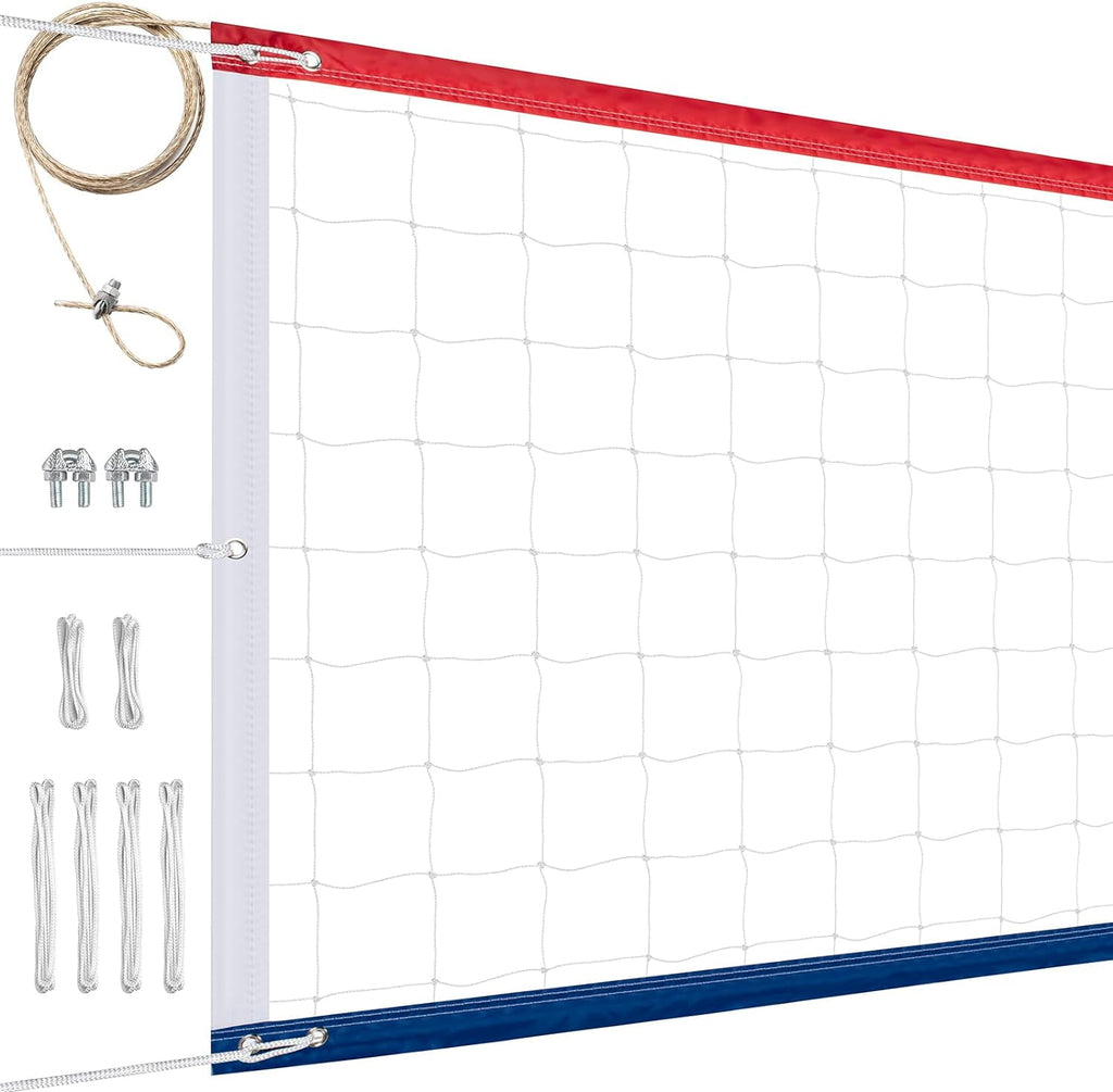32x3F Volleyball Net Outdoor Heavy Duty Lengthened Stainless Steel Cable Upgraded Weather Resistance for Indoor Outdoor Backyard Pool Beach