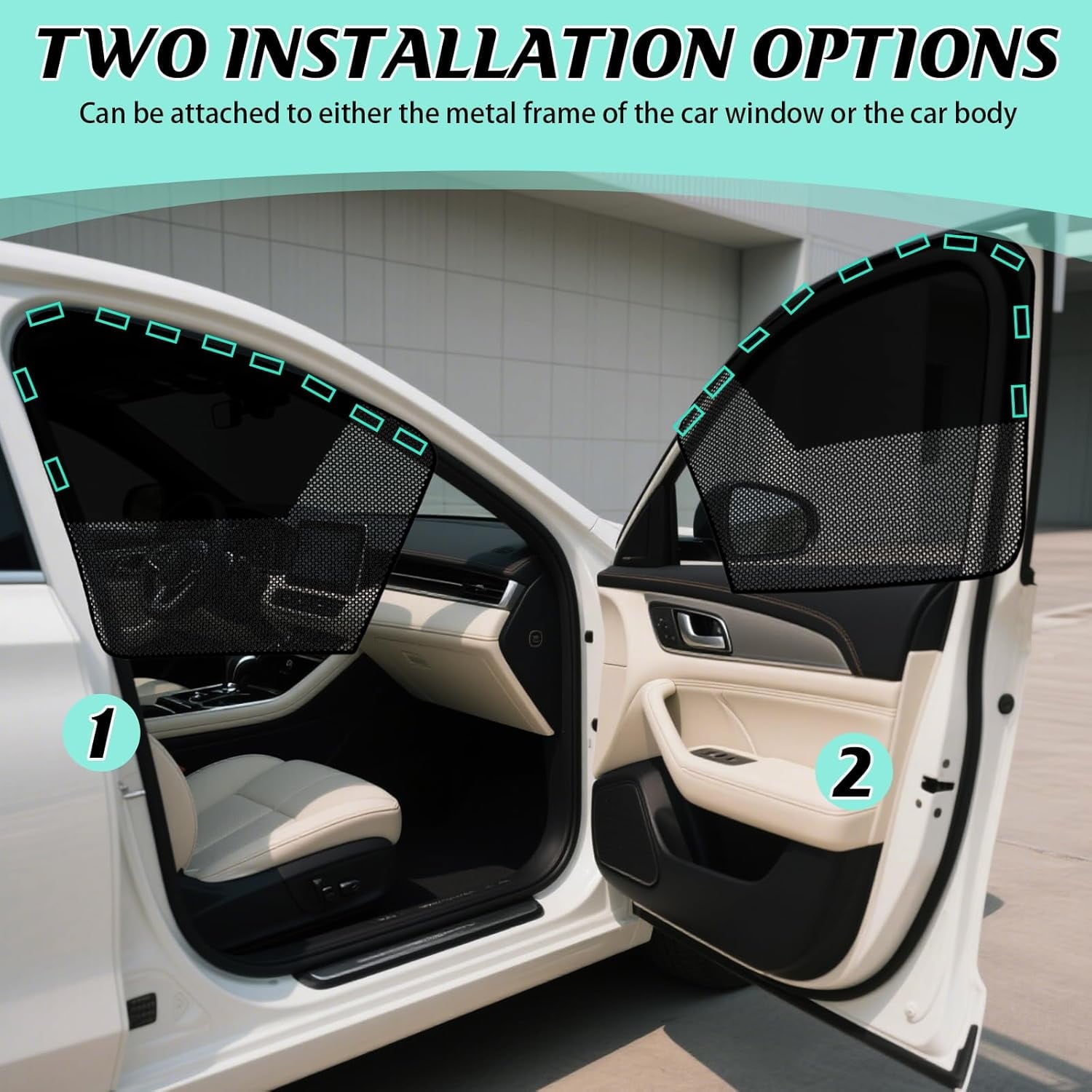 Car Window Covers Magnetic Car Front Side Window Shade 2 Pack Front Seat Side Window Covers with Half Shade Front Window Covers for Driver Double Layer Mesh Sun Block UV Protection Covers