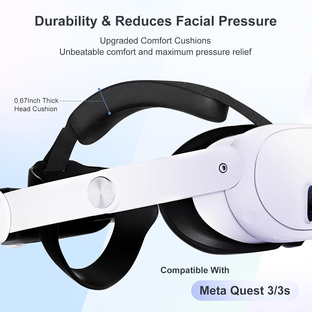 VR Comfort Head Strap Compatible with Meta Quest 3S and Quest 3 Adjustable Elite Strap Reduce Pressure & Balanced Weight Distribution for Oculus Quest 3/3S VR Headset Accessories Wihte
