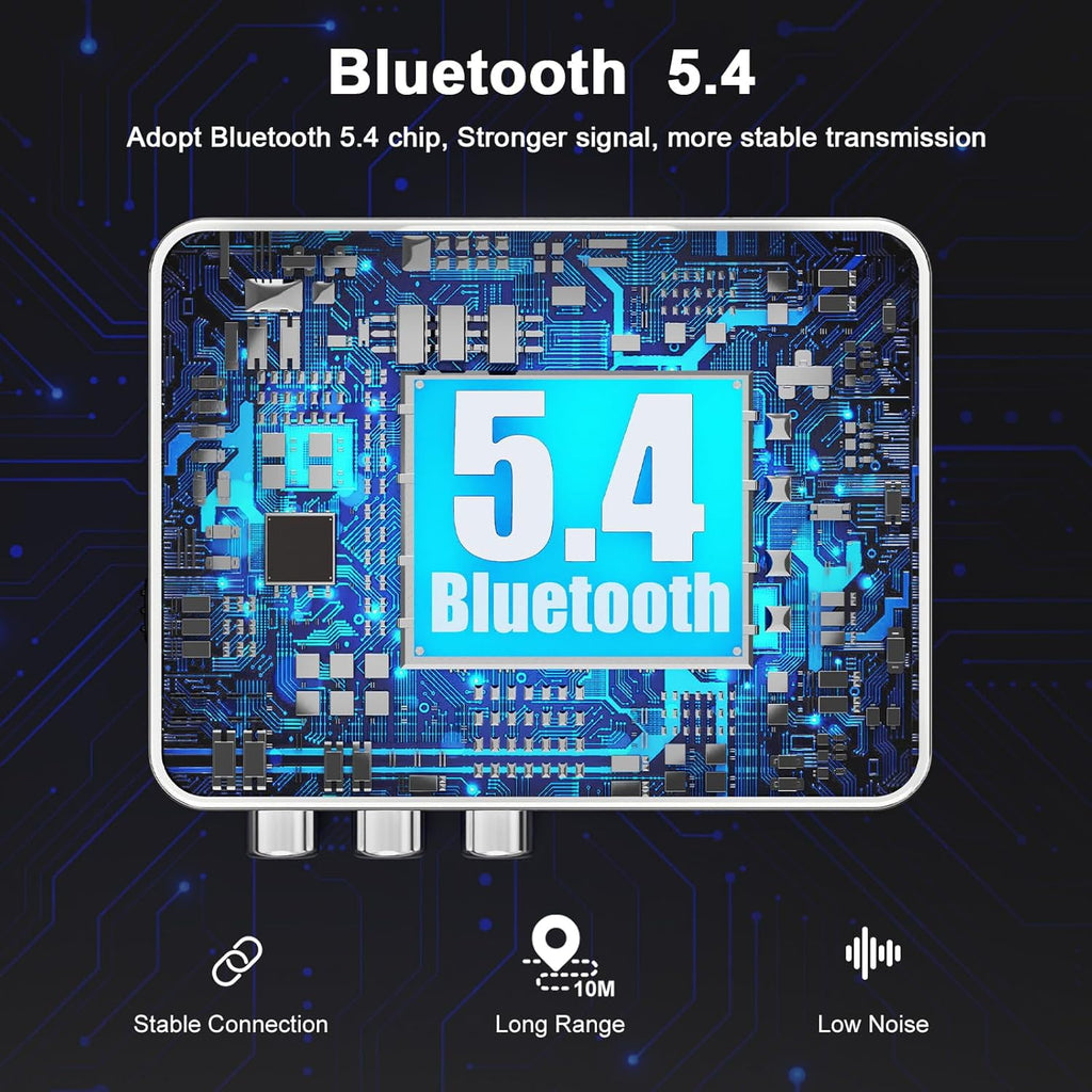 Bluetooth Audio Adapter Bluetooth 5.4 Transmitter Receiver Support U Disk TF Cards Optical/RCA/Aux LED Display Bluetooth Receiver for TV Home Stereo Adapter