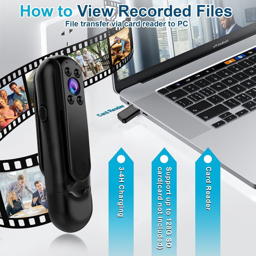 Body Camera 1080P Wearable Personal Portable Cameras Record Mini Body Camera with Audio and Video Recording Pocket Tiny Body Camera for Traveling Walking Cycling Work Records