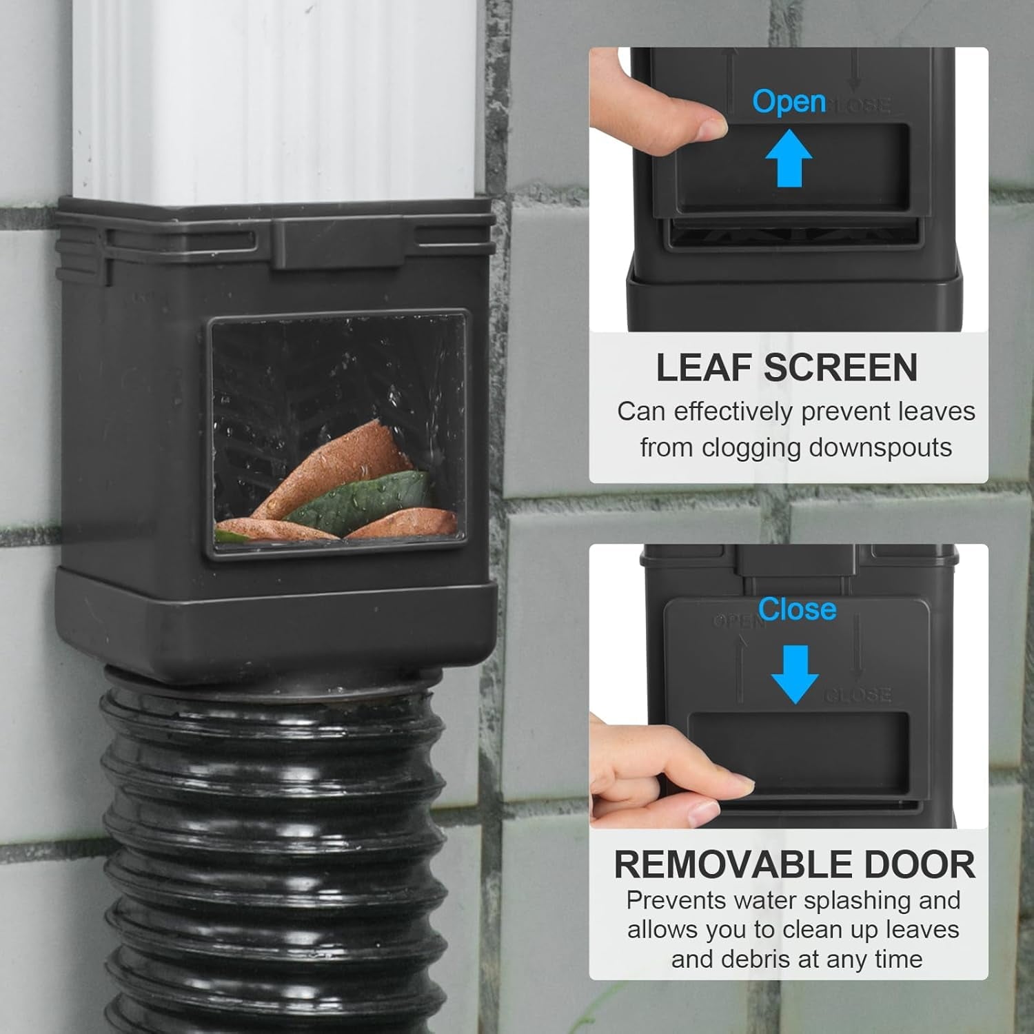 Downspout Filter 2 Pack Downspout Leaf Filter Gutter Downspout Screen 2 ×3 and 3 ×4 Drainpipe Filter Downspout Cleanout Leaf Removers Brown
