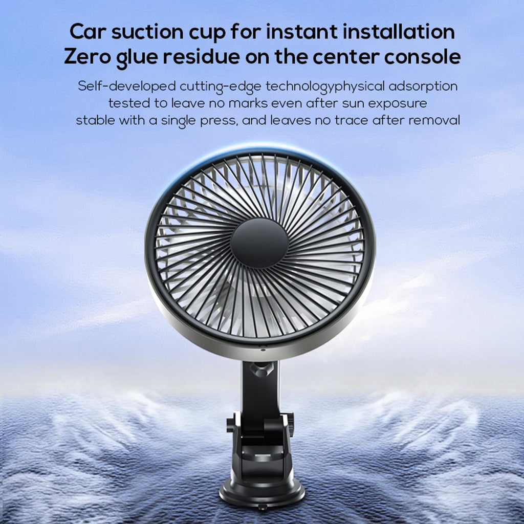 Car Fan Rechargeable Car Fan with 3 Speeds Low Noise Strong Magnetic/Vacuum Suction Cup No Trace Removable Car Suction Cup Fan for Vehicle Truck Suv Car Van Rv Pickup