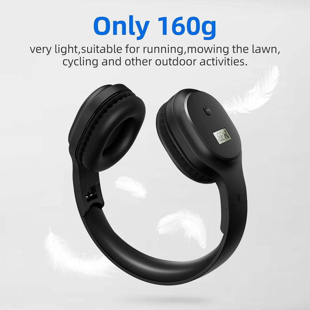 FM Radio Headphones with Bluetooth Rechargeable Portable Headset with Built-in Microphone Lightweight and Comfortable Ear Muffs for Jogging Cycling
