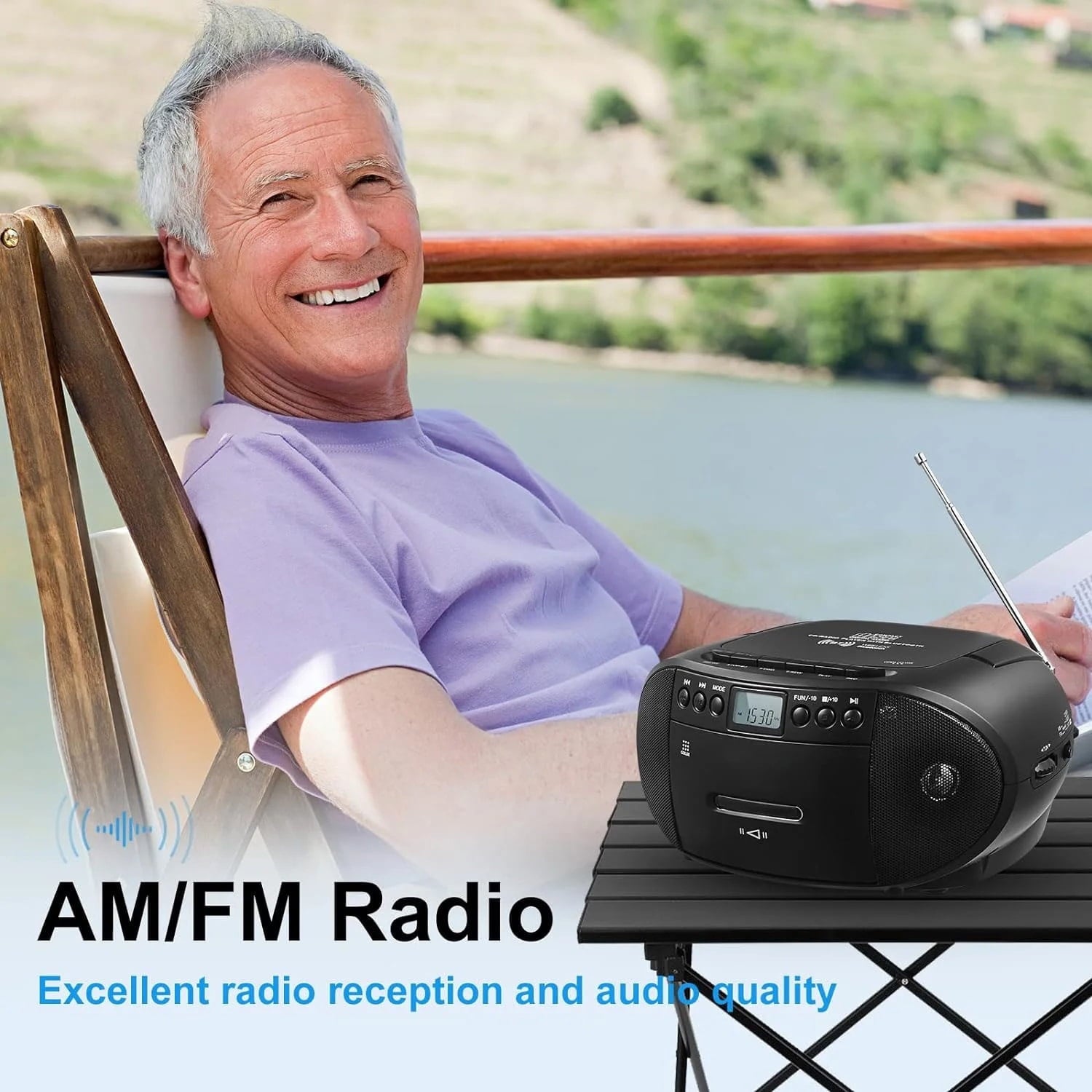 Amazup CD Player CD Cassette Player Combo with Bluetooth AM/FM Radio Stereo Sound with Remote Control AUX/USB Drive Tape Recording AC/DC Powered Headphone Jack for Home Senior Child