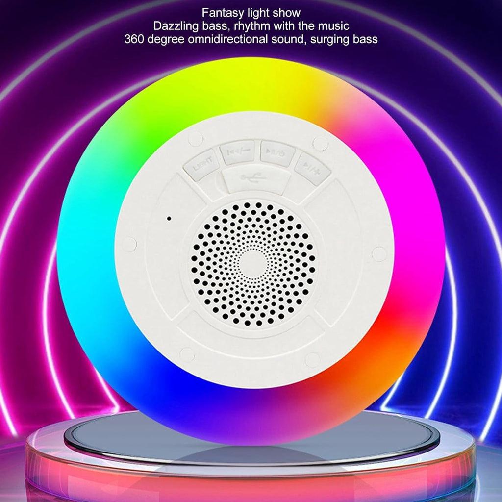 Floating Pool Bluetooth Speakers with RGB LED Waterproof Stereo Sound Floating Speaker Built-in Mic Wireless Shower Speaker for Hot Tub Pool Bathtub Shower Outdoor Swim Floating Pool Lights