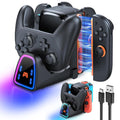 Controller Charging Dock for Nintendo Switch 2/Switch 1/OLED Controller Fast Charger Station for Joy Con 2&1 and Pro Controller 2&1 Charger Accessories with RGB Light Black