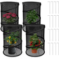Garden Mesh Plant Cover, 4 Pack Pop Up Outdoor Plant Protector with Stakes, Garden Netting for Protecting Plant Vegetable Fruit from Birds Insects, 22.8" x 11.4" Foldable Plant Netting - Black