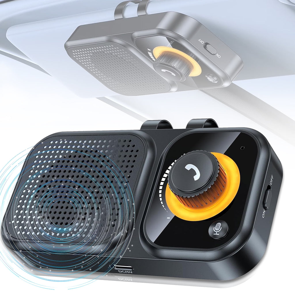 Bluetooth Car Speaker for Cell Phone Handsfree Bluetooth Car Kit Wireless Audio Car Kit Speakerphone with Visor Clip Loud Speakerphone for Music AUTO Power ON Support Assistant Hands