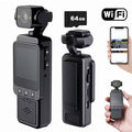 Mini Body Camera, 1080P FHD WiFi Video Camera with Audio and Photograph, Clip Pocket Vlog Camera for Daily Work Serving Records,180° Rotating Head, 120° Wide Angle, Built-in Flash, 64GB Card
