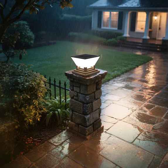 Solar Lights Outdoor, 5.9'' Post Light, IP65 Waterproof Pillar Light Fixture, White Light Fence Posts Cap Lantern Solar Powered for Garden Deck Patio Yard Porch Pathway Outdoor Lights