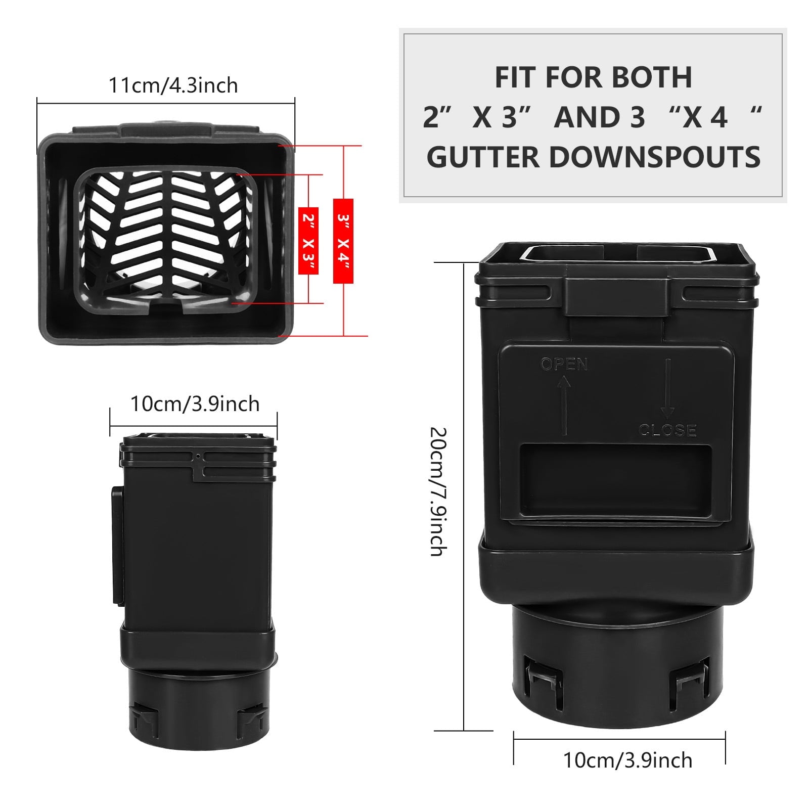 Downspout Filter 2 Pack Downspout Leaf Filter Gutter Downspout Screen 2 ×3 and 3 ×4 Drainpipe Filter Downspout Cleanout Leaf Removers Brown
