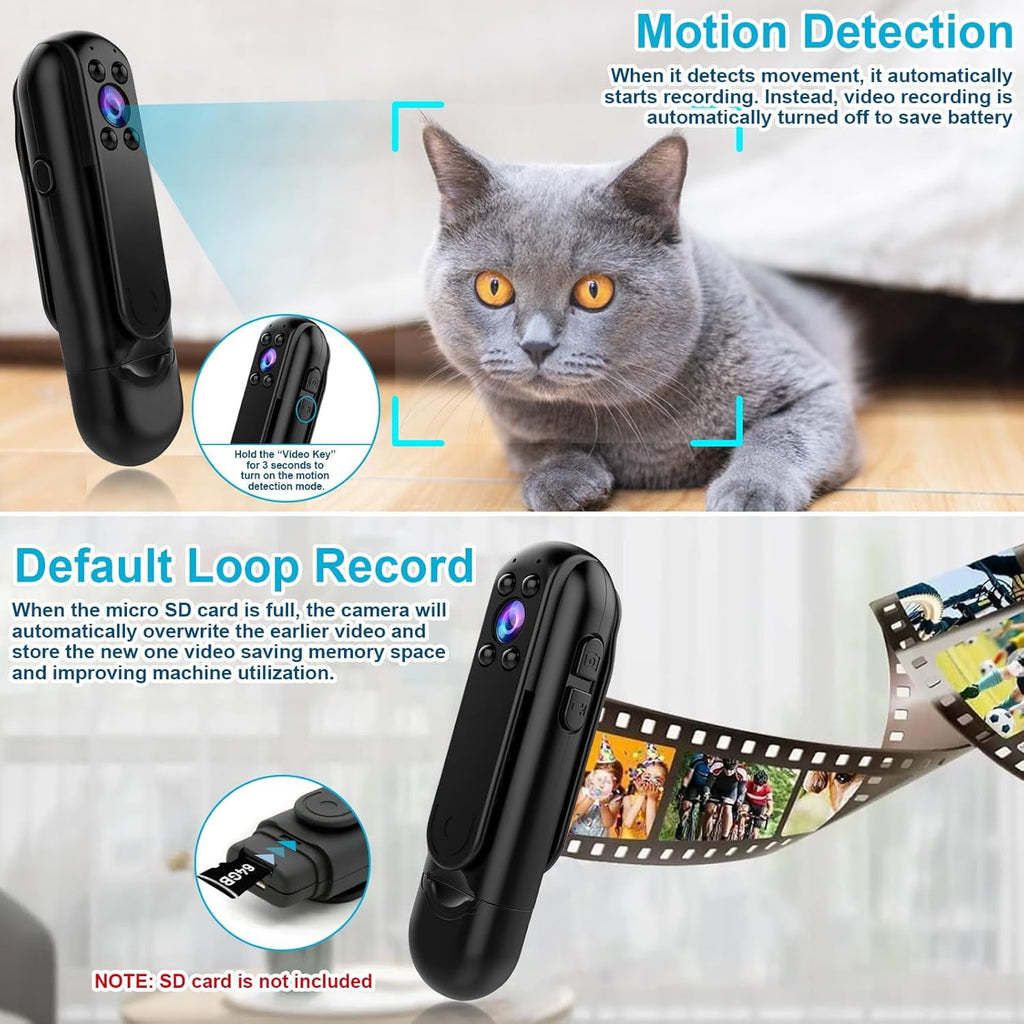 Body Camera 1080P Wearable Personal Portable Cameras Record Mini Body Camera with Audio and Video Recording Pocket Tiny Body Camera for Traveling Walking Cycling Work Records