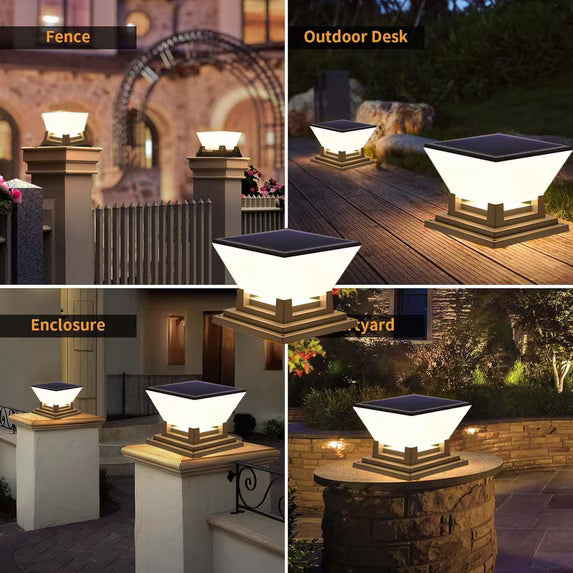 Solar Lights Outdoor, 5.9'' Post Light, IP65 Waterproof Pillar Light Fixture, White Light Fence Posts Cap Lantern Solar Powered for Garden Deck Patio Yard Porch Pathway Outdoor Lights