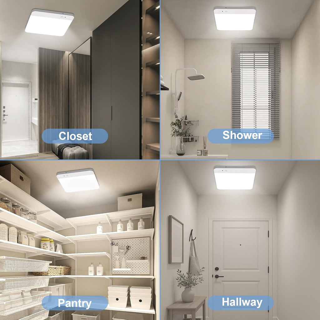 Rechargeable Motion Sensor Ceiling Light with Remote Wireless Ceiling Lights Battery Operated Closet Light 3 Colors Temperatures LED Shower Light for Bathroom Stairs Hallway Garage，2cps