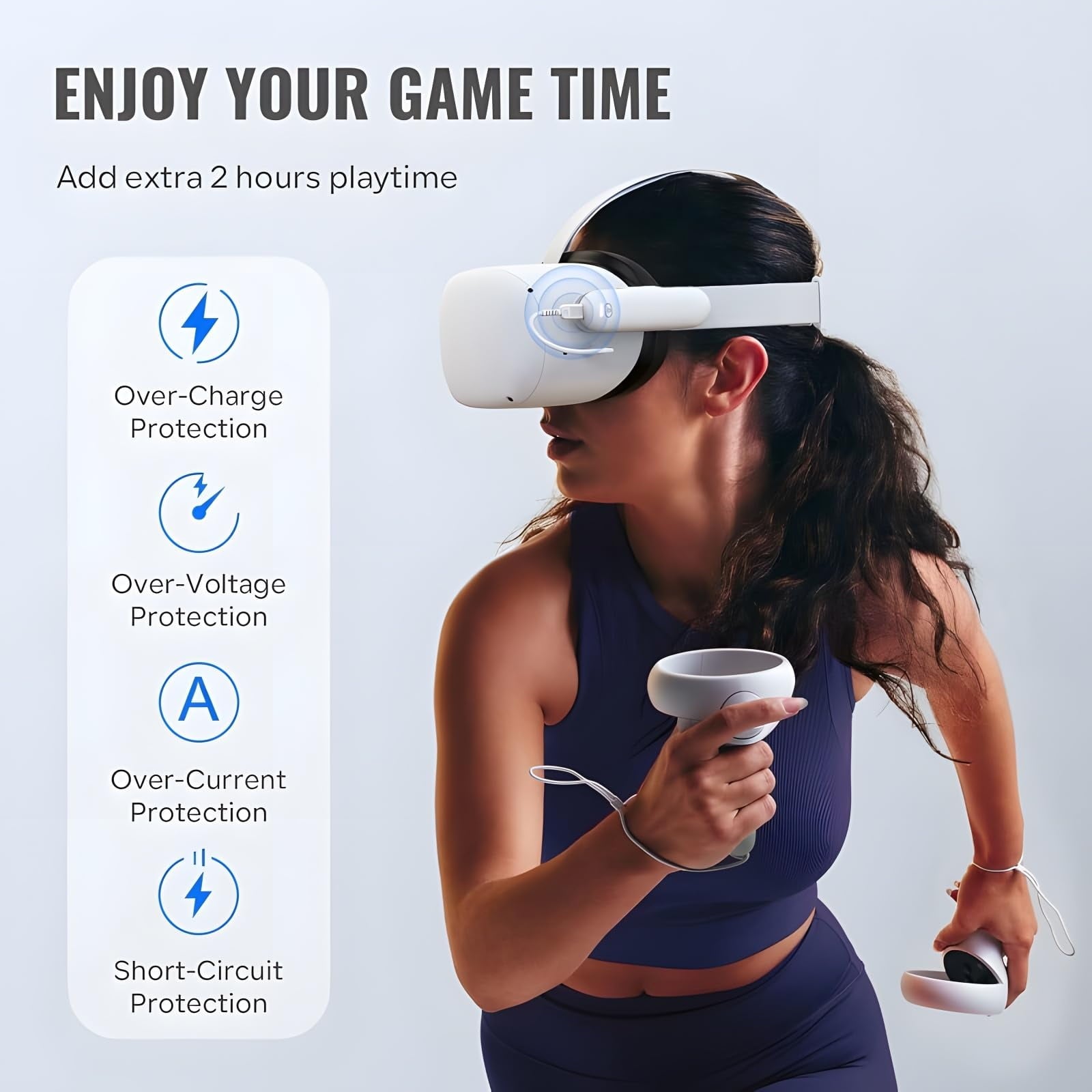 Battery Pack for Oculus Quest 2/3/3S 5000mWh Extended Battery for Meta Quest 3 Accessories 18.5W Fast Charging VR Headset Battery Pack Lightweight and Portable Charger for Extra 2-4H Playtime
