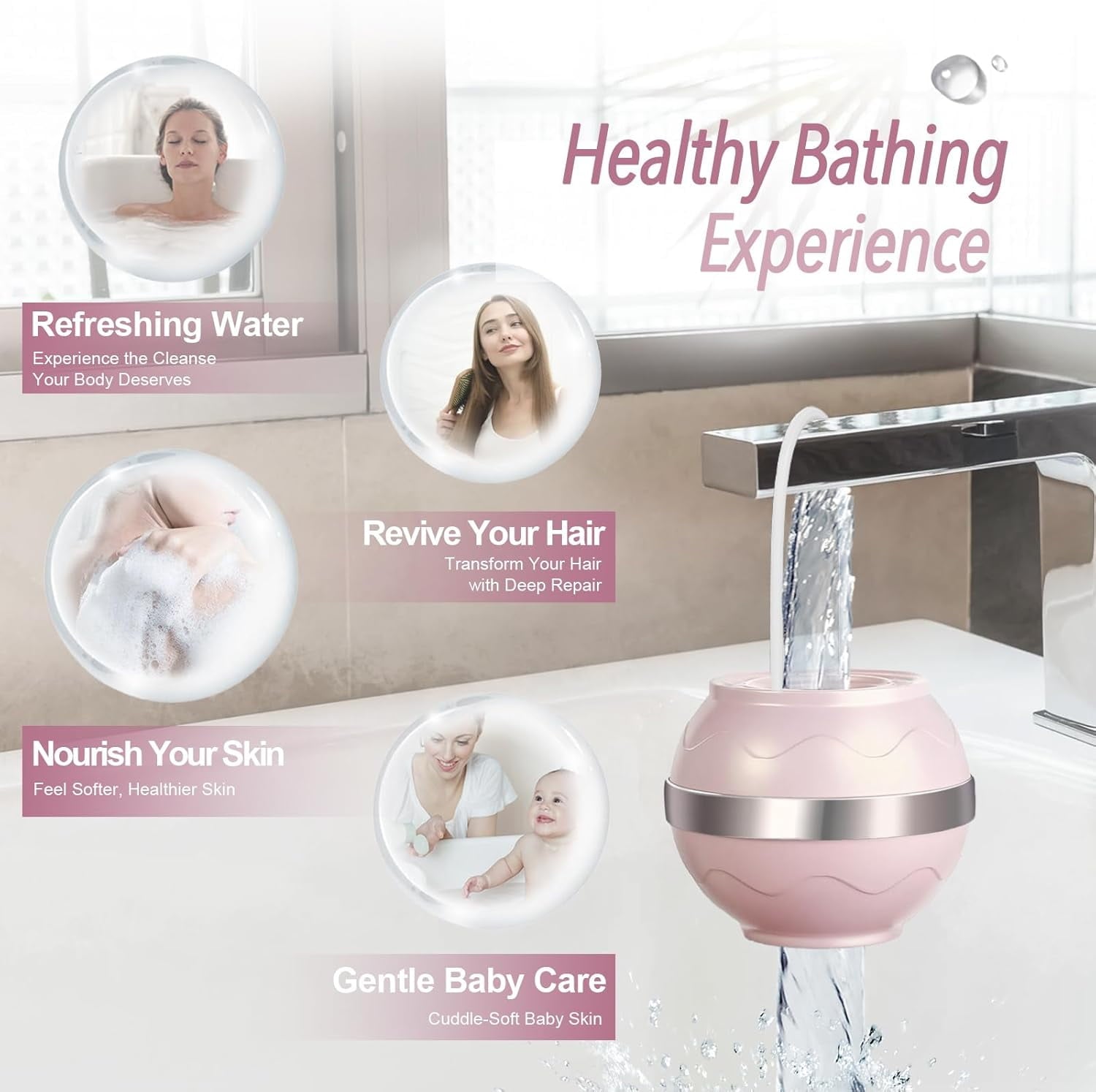 Bath Filter for Tub Shower Water Filter with Overflow Filter for Bathtub Bath Water Filter 2500 Gallons Removes Contaminants & pH Balancer Improved Skin Hair and Nail Condition